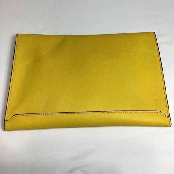 Boldrini Oversized Selleria Yellow Leather Portfolio Envelope Style Clutch - Picture 2 of 12